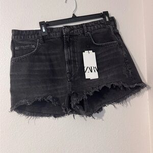 NWT Zara Women's Cut Off Black Jean Shorts